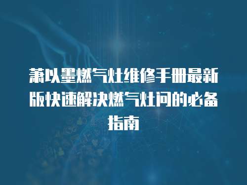 蕭以墨燃?xì)庠罹S修手冊(cè)最新版快速解決燃?xì)庠顔?wèn)的必備指南