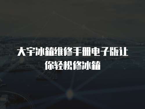 大宇冰箱維修手冊電子版讓你輕松修冰箱
