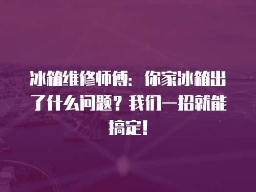 冰箱維修師傅：你家冰箱出了什么問題？我們一招就能搞定！
