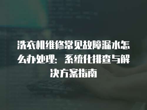 洗衣機維修常見故障漏水怎么辦處理：系統化排查與解決方案指南