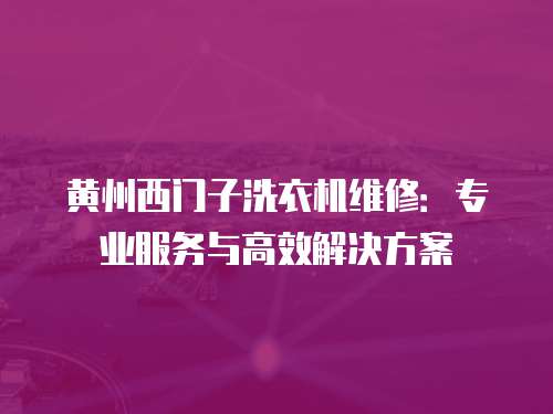 黃州西門子洗衣機(jī)維修：專業(yè)服務(wù)與高效解決方案