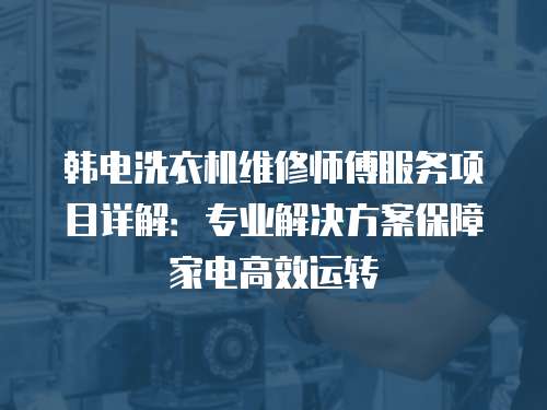韓電洗衣機維修師傅服務項目詳解：專業解決方案保障家電高效運轉
